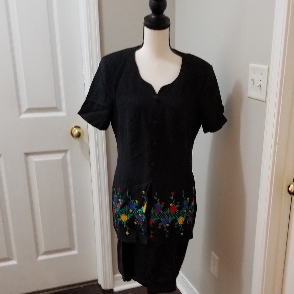 Robert Robert sz 14 black layered- look dress